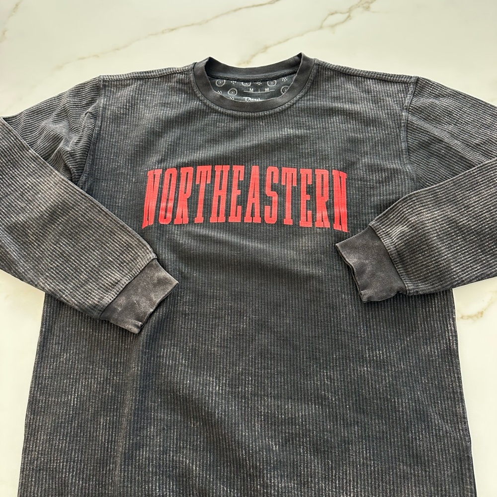 Pressbox Gray and Red Long Sleeve Northeastern Tee
